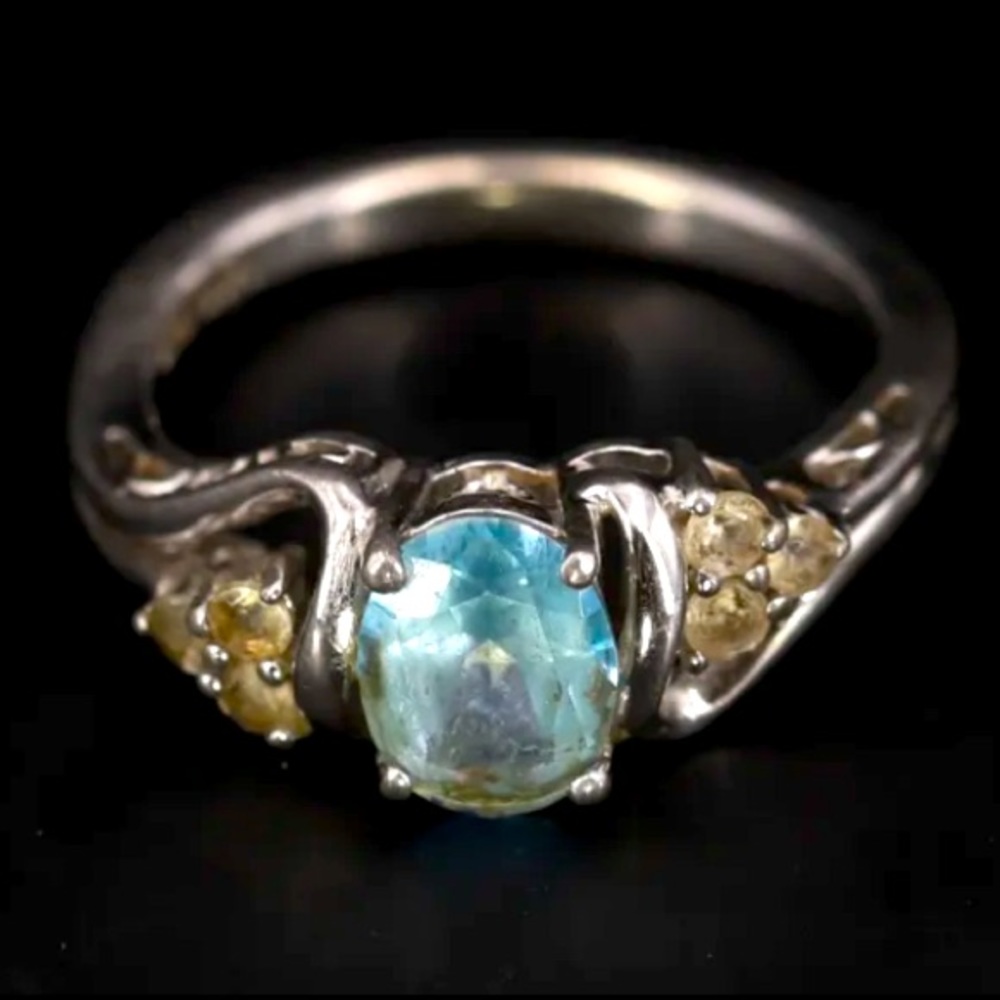 SUN Sterling and Topaz and CZ Ring